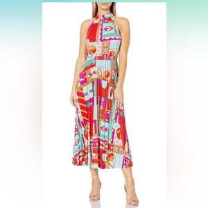 NWT Adorable Retro Donna Morgan Sleeveless Jersey Tie Neck Midi Dress - size 4